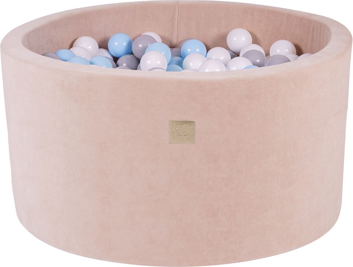 Ronde ballenbak VELVET 90x40 - Ecru incl 300 ballen - Grijs, Wit, Baby Blauw |  je.nl